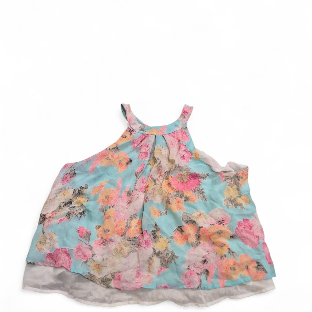 Lush Floral Open Back Tank Top Size Small